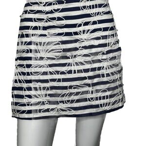 Lilly Pulitzer Skirt Embroidered Navy Blue White Stripe Nautical Sz 4 Mini Tate